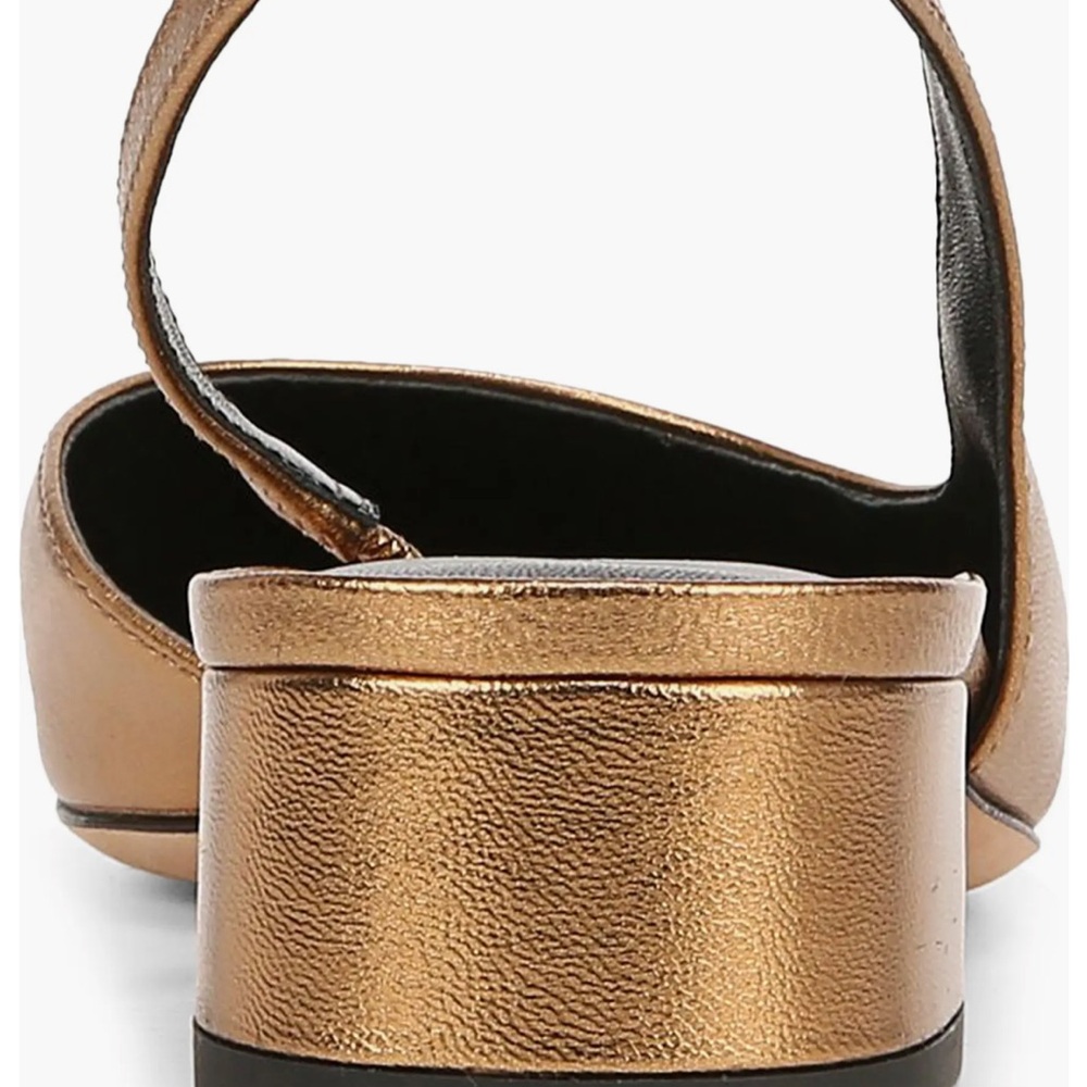 New Veronica Beard Metallic Gold Cecile Half d'Orsay Slingback Low Heel Shoes - Picture 6 of 7